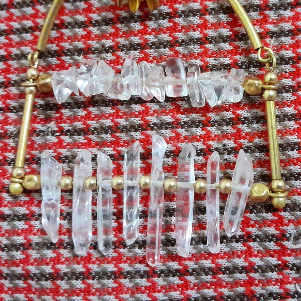 XXL 'Cathedral Window' Quartz Statement Chandelier Earrings- Handmade - Picture 3 of 5